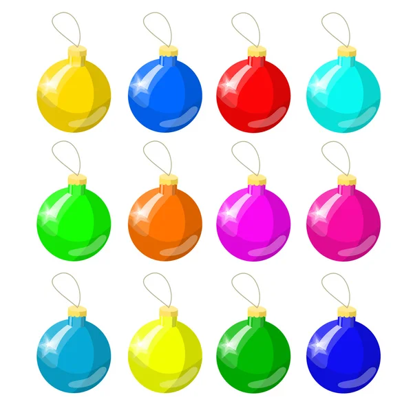 Boules de Noël multicolores. Décoration de Noël. Vecteur — Image vectorielle