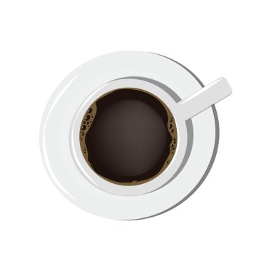 Bir fincan kahve beyaz zemin üzerinde. Vektör