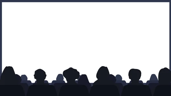 Cinema Hall met het publiek en het scherm. Achtergrond vectorillustratie — Stockvector