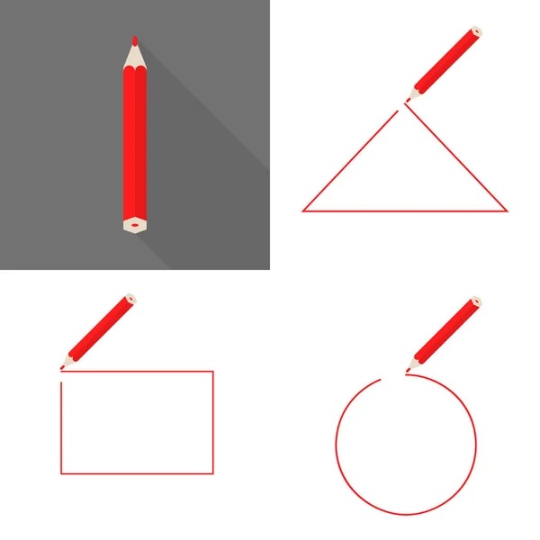 Cadre sur fond avec crayons de couleur. Crayons de couleur. Vector Vecteur crayon rouge — Image vectorielle