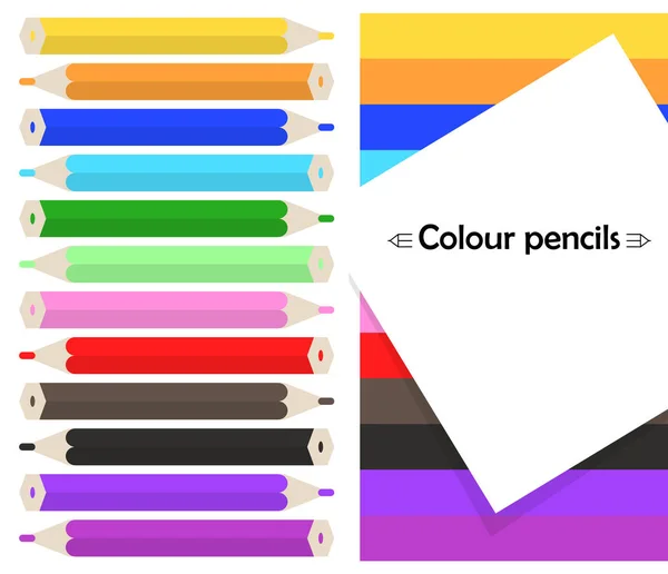 Cadre sur fond avec crayons de couleur. Crayons de couleur. Vecteur — Image vectorielle