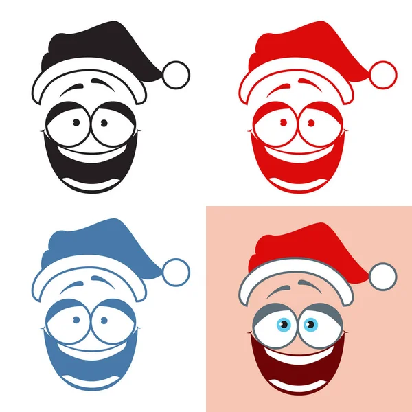 Sticker Santa Smiley. Rire. Des émotions positives. Ensemble vectoriel — Image vectorielle