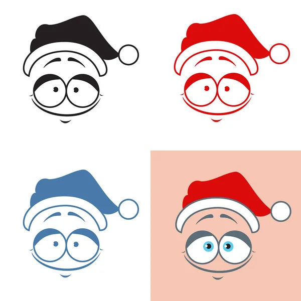 Sticker Père Noël sourire gentil. Très bien. Des émotions. Ensemble vectoriel — Image vectorielle