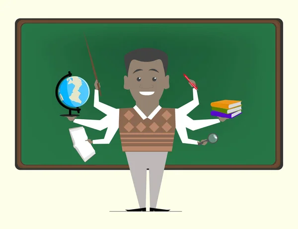 Multitasking är en lärare nära blackboard. Begreppet vektor — Stock vektor
