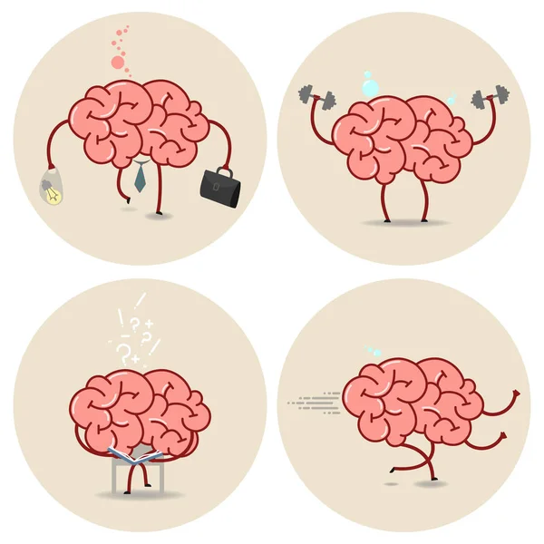 Gehirn Cartoon Vektor isolierte Bildset — Stockvektor