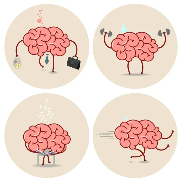 Brain cartoon vector isolated image set — Stock Vector