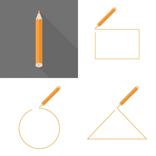 Vytvořit rámec s tužkou. Kulaté, čtvercové a trojúhelníkové rám. Oranžové tužky vektor — Stockový vektor