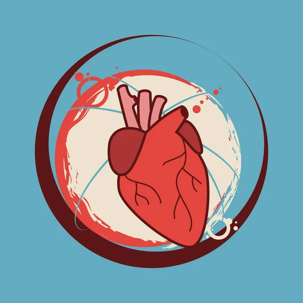 Aufkleber Vektor Abbildung menschliches Herz — Stockvektor