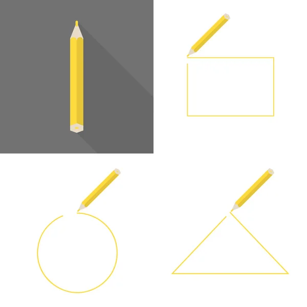 用铅笔设置框架。圆形、 方形和三角形框架。黄色铅笔矢量 — 图库矢量图片