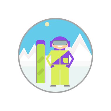 Snowboard. Snowboard izole, kış sporları sezonu ve dağlar, rekreasyon ve Turizm. Vektör çizim