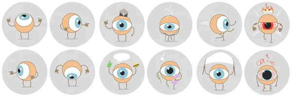 Yeux de bande dessinée avec différentes expressions, montrant le côté, l'éducation, le pouvoir, le statut, les émotions. Vecteur — Image vectorielle