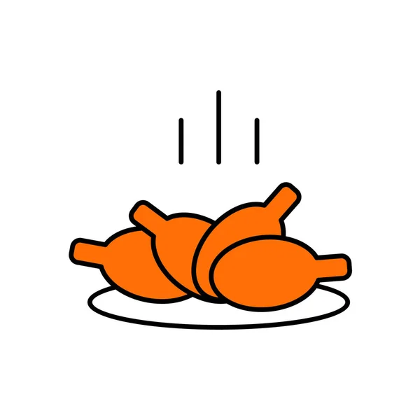 Συνδεθείτε ψητό κοτόπουλο πόδια, πόδια τηγανητό κοτόπουλο. Διάνυσμα γραμμική επίπεδη — Διανυσματικό Αρχείο