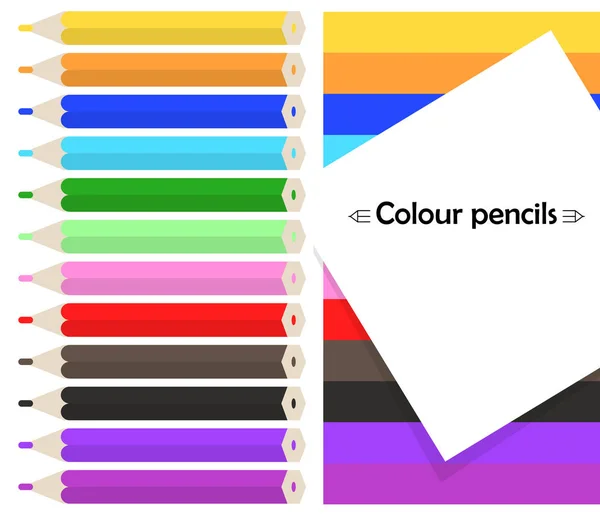 Renkli kalemler. Renkli kalemler ile arka plan karede. Vektör — Stok Vektör