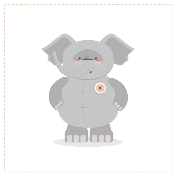 Elefante lindo juguete de peluche, vector de dibujos animados — Archivo Imágenes Vectoriales