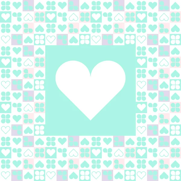 Copertina Cartolina con cuore per San Valentino. Vettore blu e pesca — Vettoriale Stock