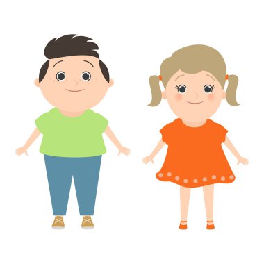 Çocuklar. Erkek ve kız, çocuk. Beyaz, beyaz arka plan üzerinde izole