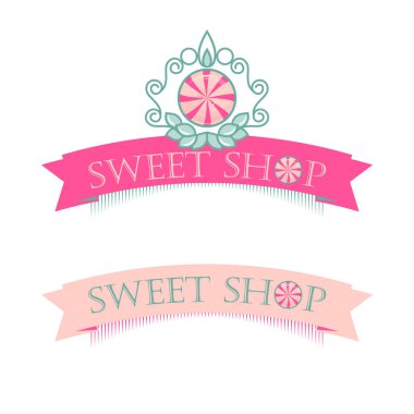 Tatlı Dükkanı. Ticari marka işareti. Şekerlemeler. Vektör, romantik styl