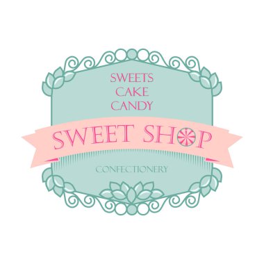 Dükkanı tatlılar. Yolcu, etiket, logo, tabela, tasarım öğesi