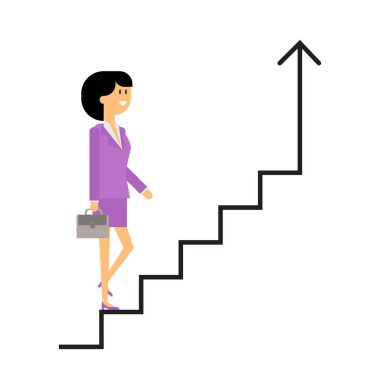 Merdiven, kariyer ve iş dünyasında başarı iş kadını tırmanıyor