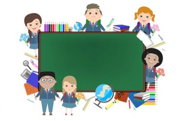 Okul, arka plan, çocuklar okula tebeşir arka plan üzerinde