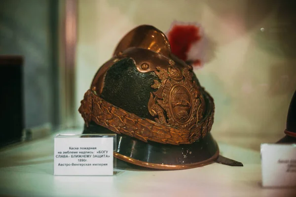 Helmets firefighters 1890, Austro-Hungarian Empire — Stock Photo, Image