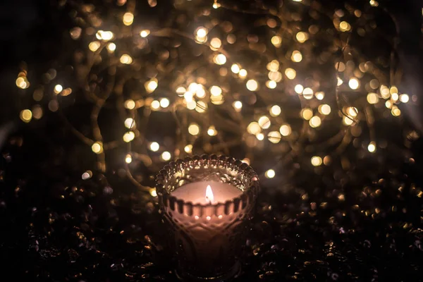 Agosto Ucrânia Kiev Foto Uma Vela Fundo Das Luzes Você — Fotografia de Stock