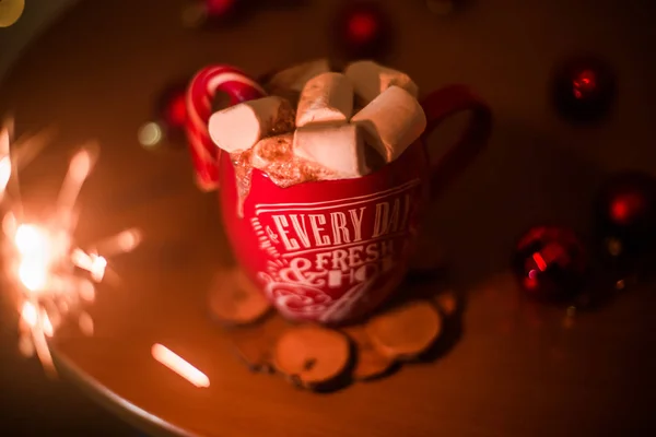 Table Cup Drink Marshmallows — Stock Photo, Image