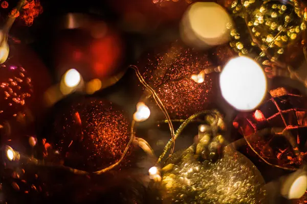 Fondo Decoraciones Navideñas Guirnaldas —  Fotos de Stock