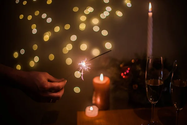 Chispeante Sobre Fondo Árbol Navidad —  Fotos de Stock