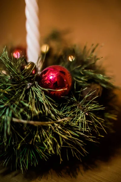 Tatil Sezonu Için Noel Mumu Süslemesi — Stok fotoğraf