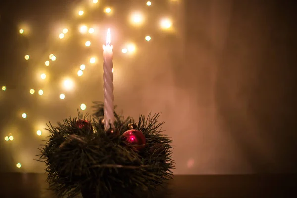 Decoração Vela Natal Para Temporada Férias — Fotografia de Stock