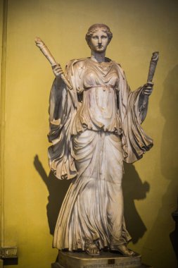 İtalya / Roma 14. Aralık 2019 Vatikan Müzesi 'nin heykelleri ve dekorasyonları