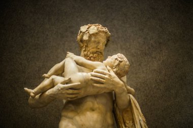 İtalya / Roma 14. Aralık 2019 Vatikan Müzesi 'nin heykelleri ve dekorasyonları