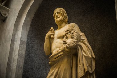 İtalya / Roma 14. Aralık 2019 Vatikan Müzesi 'nin heykelleri ve dekorasyonları