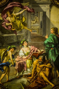 İtalya / Roma 14. Aralık 2019 St. Peter tapınağında duvar resimleri