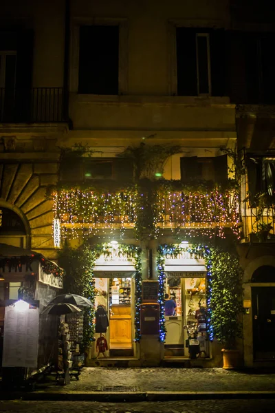 Italy Rome December 2019 Cafe Evening — Stock Photo, Image