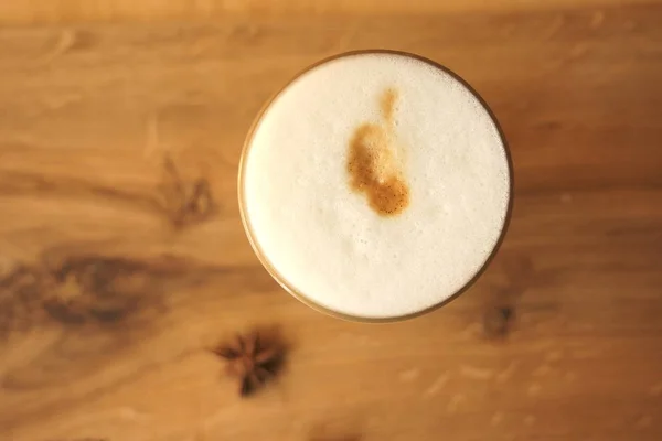 Coffee latte foam in a glass — Stock Photo, Image