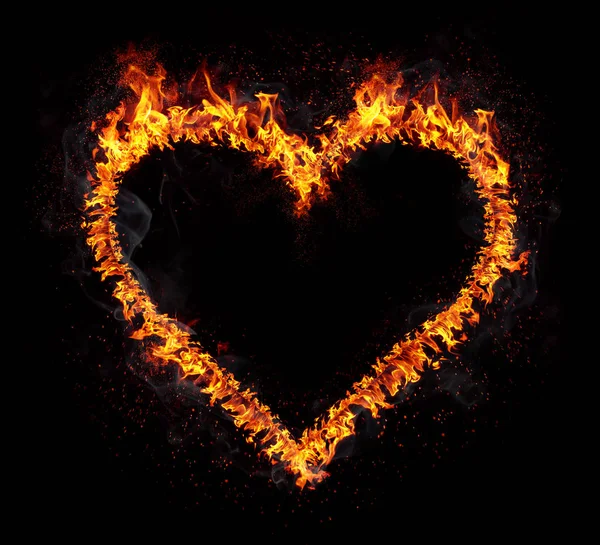 Feuer, das Herz brennt — Stockfoto