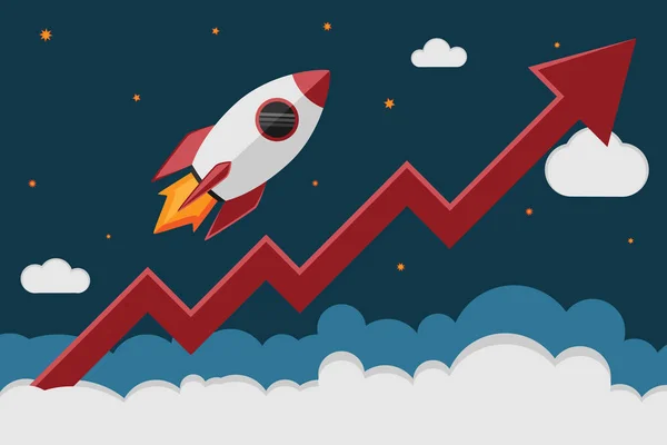 Crescimento do gráfico do foguete — Vetor de Stock