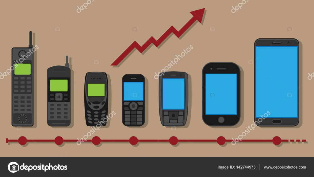 evolución del teléfono móvil — Vector de stock
