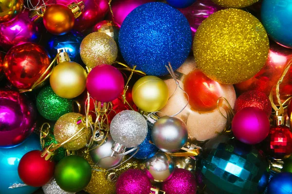Bolas Navidad Multicolores Decoraciones Árboles Navidad Fondo Con Bolas Navidad — Foto de Stock