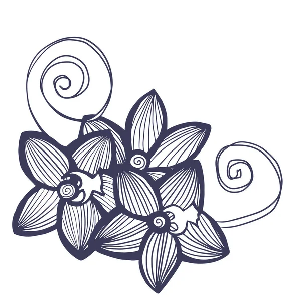 Flor decorativa, desenho à mão desenho vetorial ilustração esboço — Vetor de Stock