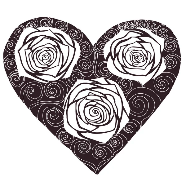 Hjärta av rosor hand-ritning vektor illustration skiss — Stockfoto