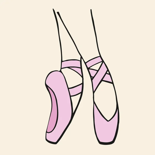 Розовая пуантовая обувь, векторная иллюстрация — стоковый вектор