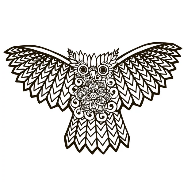 Hibou à ailes ouvertes illustration de stock — Image vectorielle