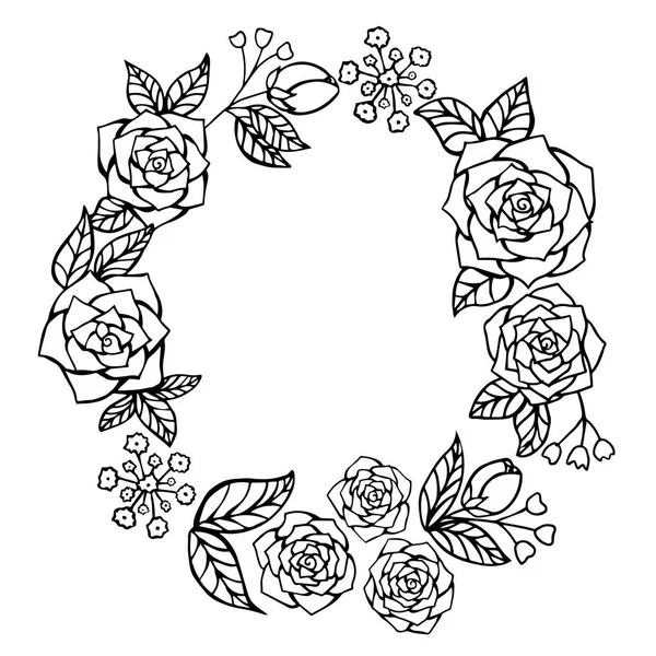 Vector ronde frame van rozen. Stock Illustratie — Stockvector