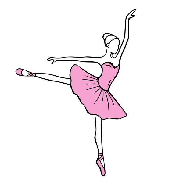 Schöne handgezeichnete Ballerina Stock Illustration — Stockvektor