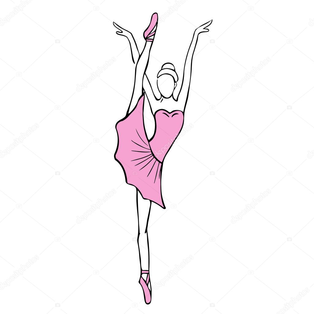 Beautiful hand drawn ballerina stock illustration