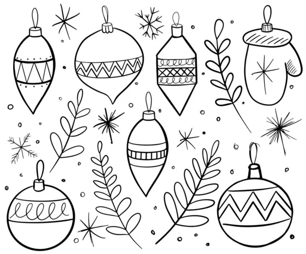 Christmas holiday decorations set, doodle sketch drawing for your design, greeting card, Christmas icons