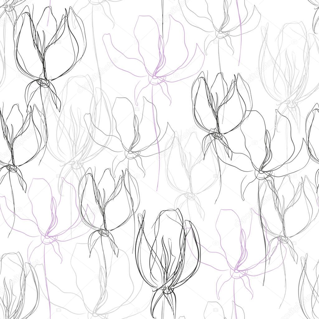 Seamless background from abstract flowers. Spring. Summer.